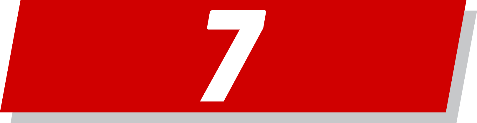 Red rectangular graphic with a white number 7.