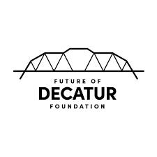 Logo featuring a geometric bridge design above "Future of Decatur Foundation" text in black.