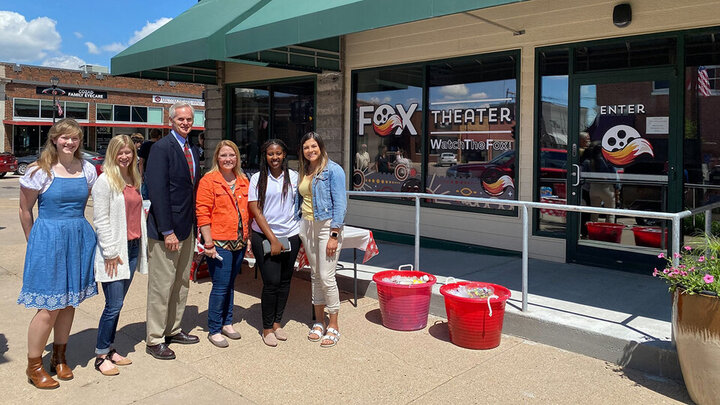 Three Rural Fellows attend grand opening of Fox Theater in Lexington, Neb. in 2021.