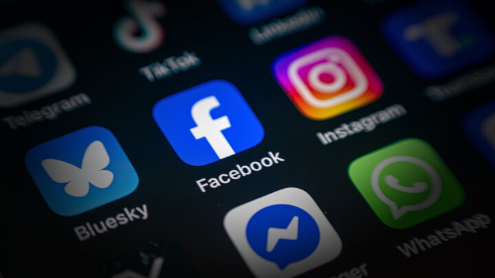 Stock photo of social media apps on a smartphone.
