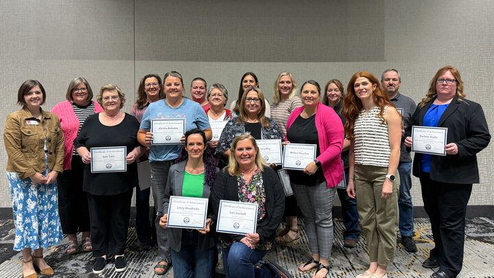 Rural Prosperity Nebraska Extension Educator Jordan Rasmussen (far left) celebrates the completion of the 2025 COOL Network course with graduates from across the state.