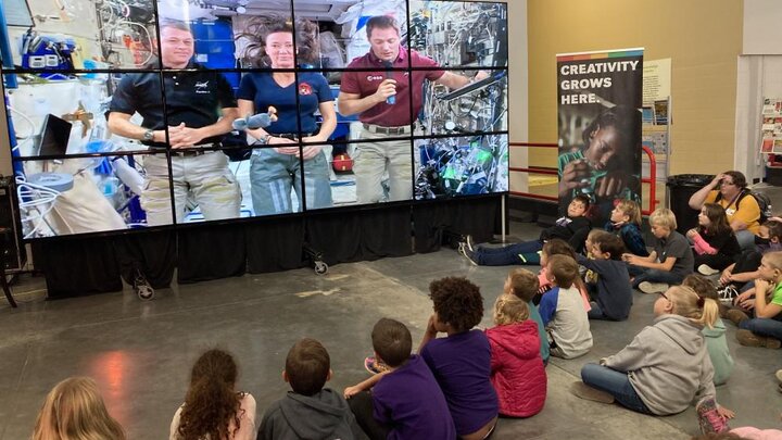 Nebraska youth watch live-stream broadcast with astronauts aboard the International Space Station.