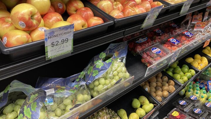 Fresh produce in the Hometown Market in Red Cloud, Neb.