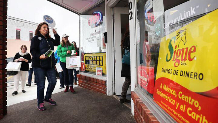 Sandra Barrera visits a Latino-owned store on 4th St.
