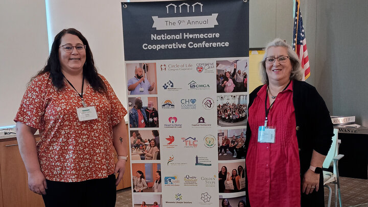 Founding worker-owners Cathy Bowers (left) and Linda Lampe attended the 9th Annual National Home Care Cooperative Conference in Dulles, Va.