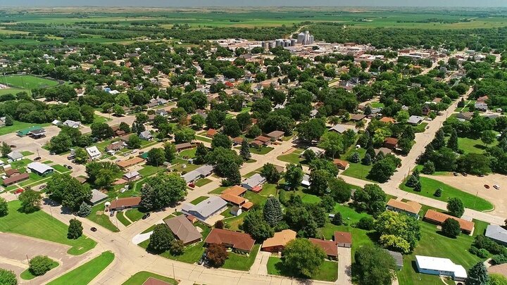 Stock aerial photo of rural community.
